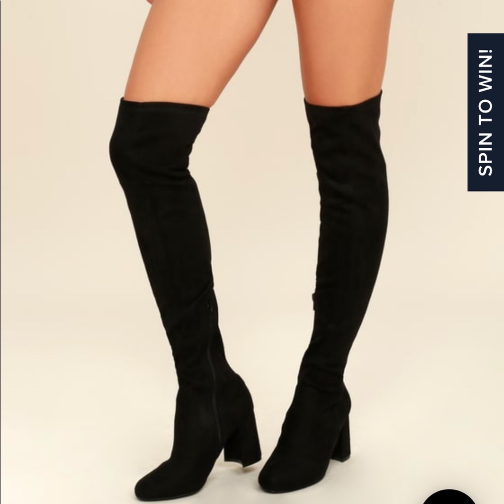 Black Suede Over the Knee Boots